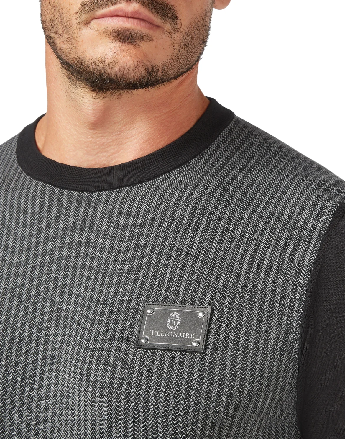 Pullover Round Neck SS Jacquard Istitutional, цвет: Черный