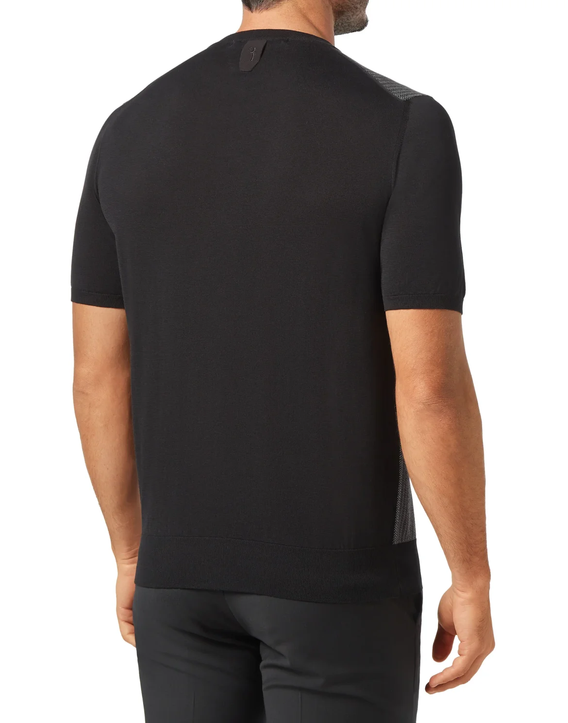 Pullover Round Neck SS Jacquard Istitutional, цвет: Черный
