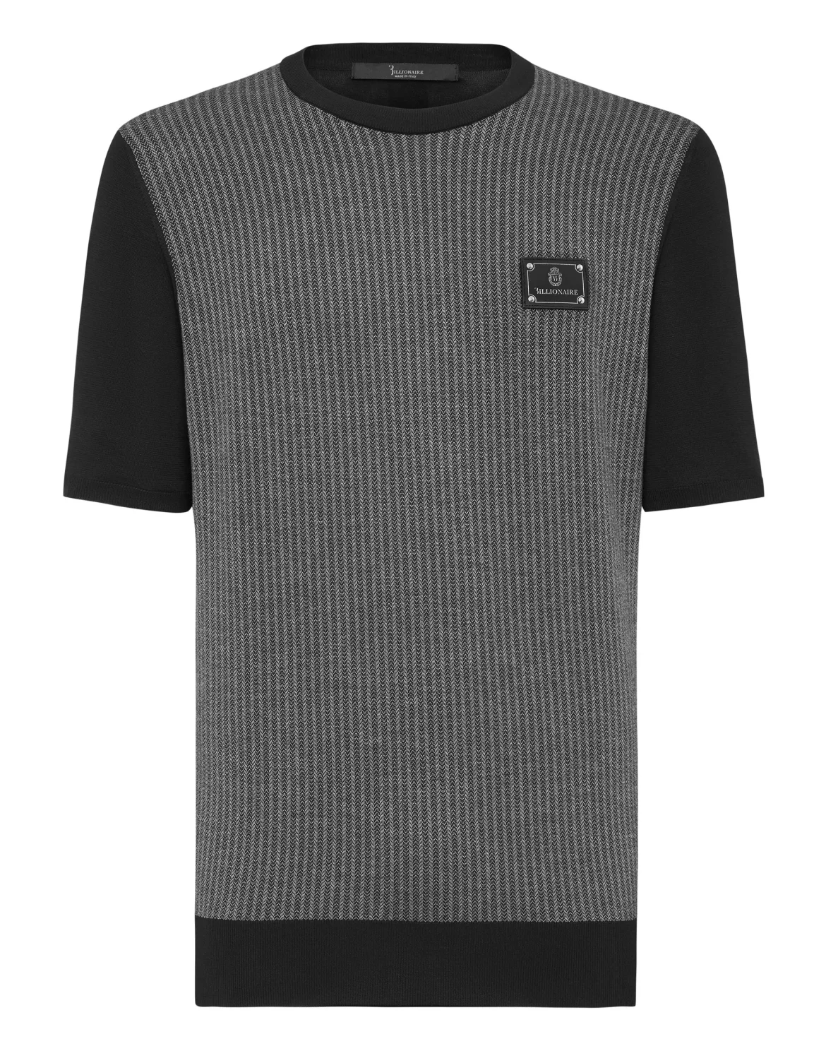 Pullover Round Neck SS Jacquard Istitutional, цвет: Черный