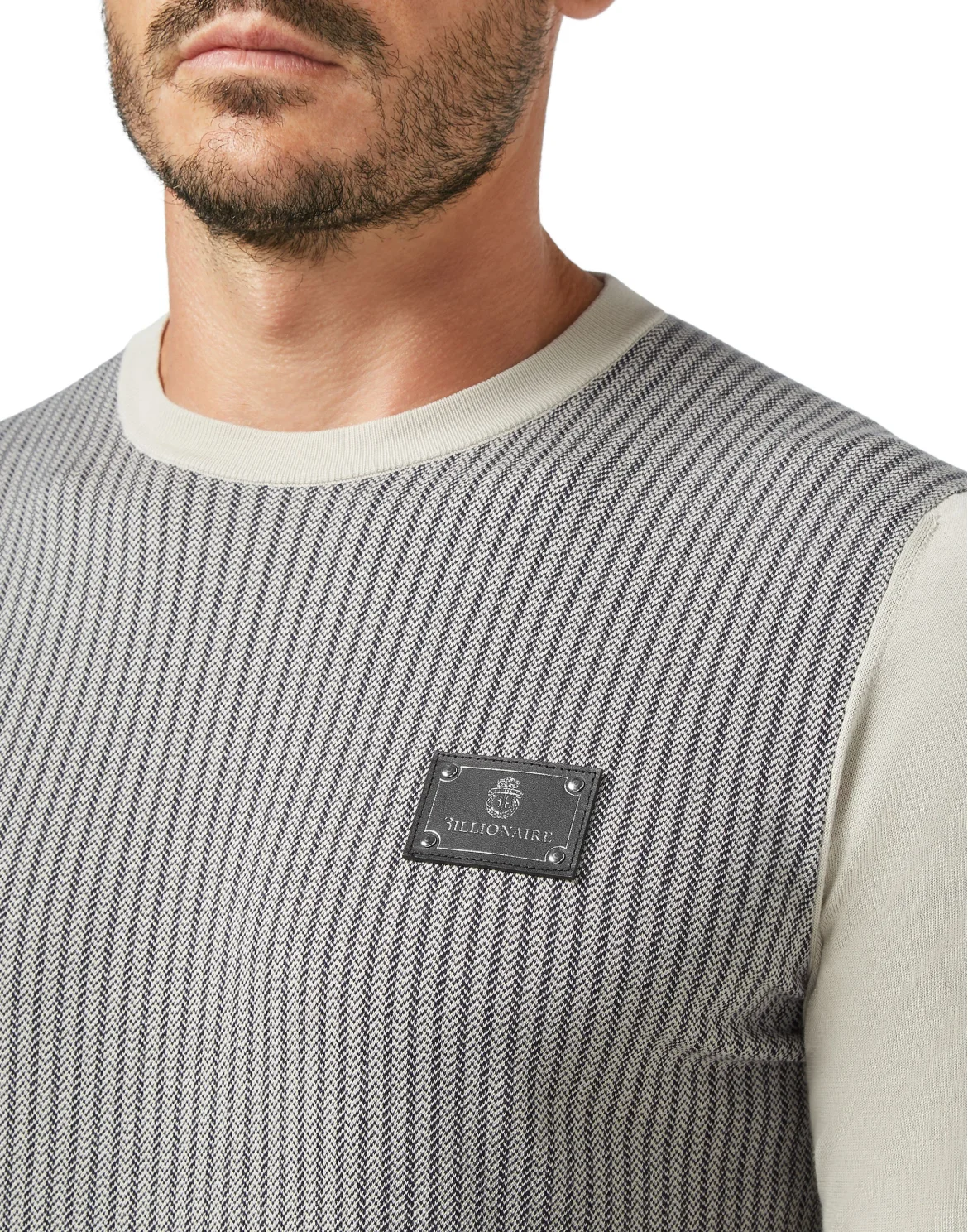 Pullover Round Neck SS Jacquard Istitutional, цвет: Бежевый