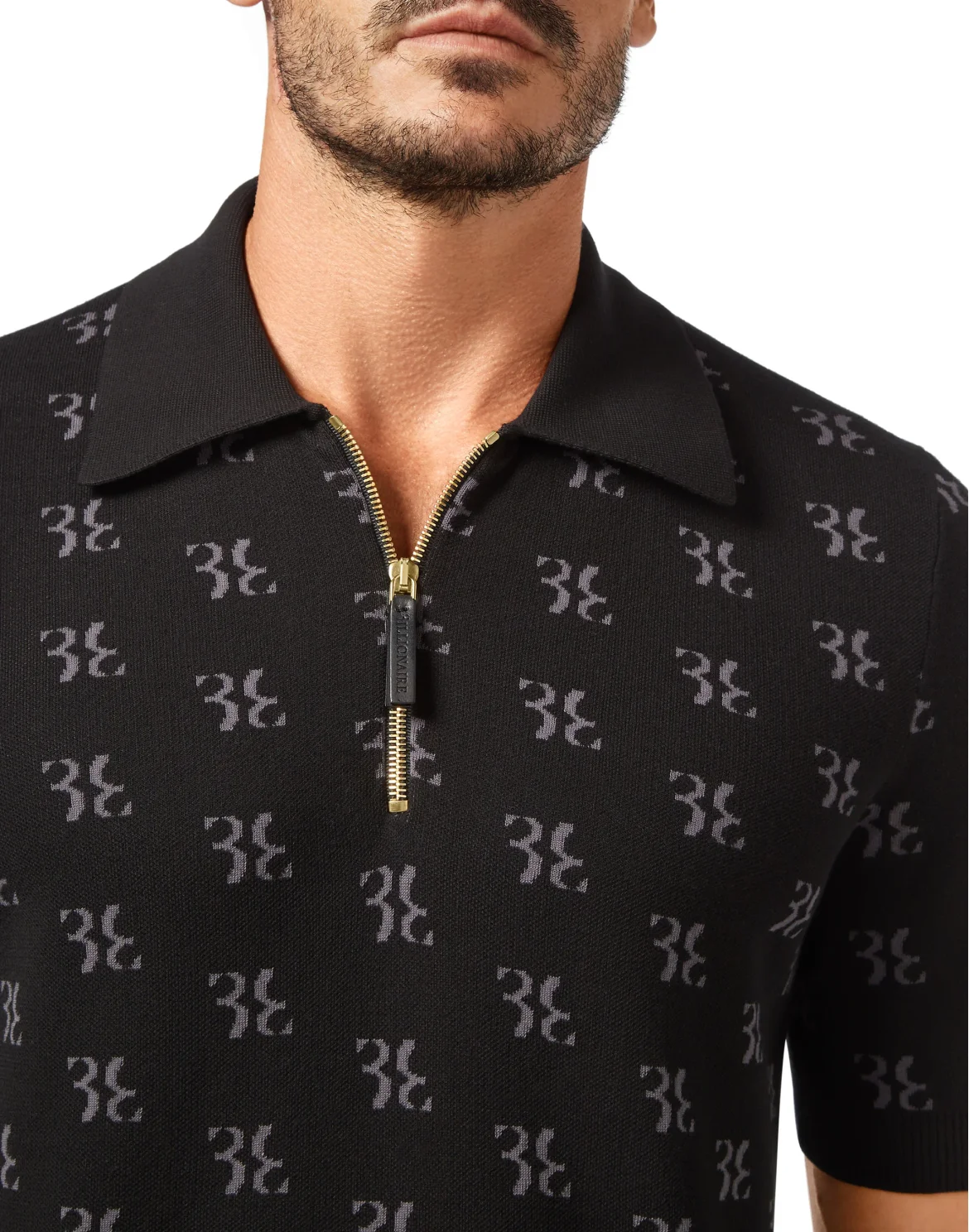Pullover zip mock SS All over BB, цвет: Черный