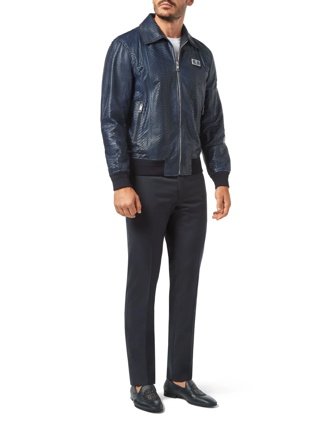 Leather Bomber Luxury, цвет: Синий