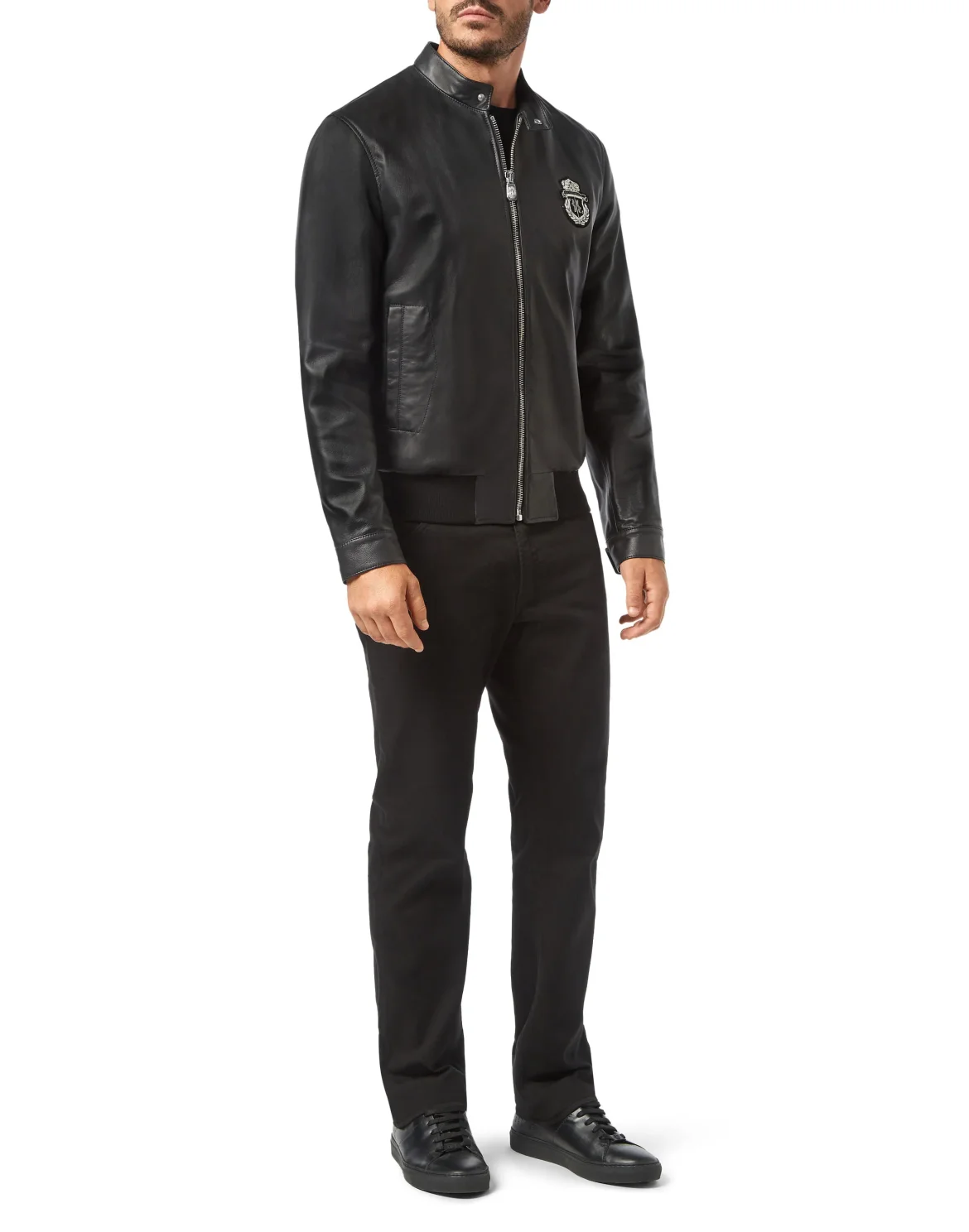 Leather Bomber Crest, цвет: Черный