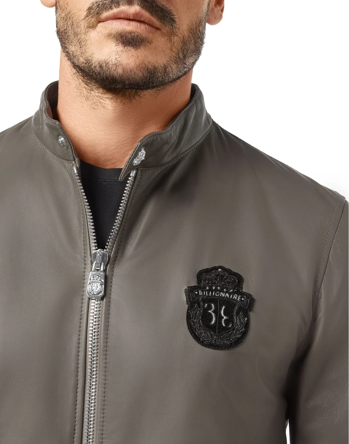 Leather Bomber Crest, цвет: Серый