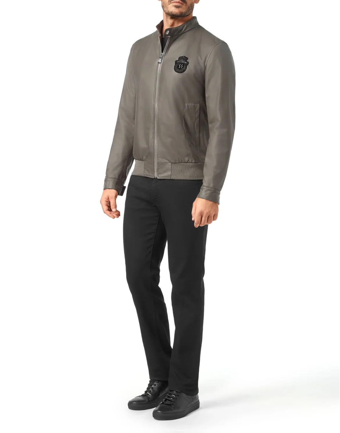 Leather Bomber Crest, цвет: Серый