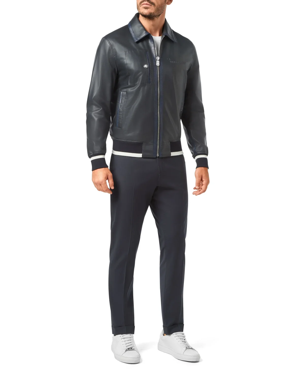 Leather Bomber Luxury, цвет: Синий