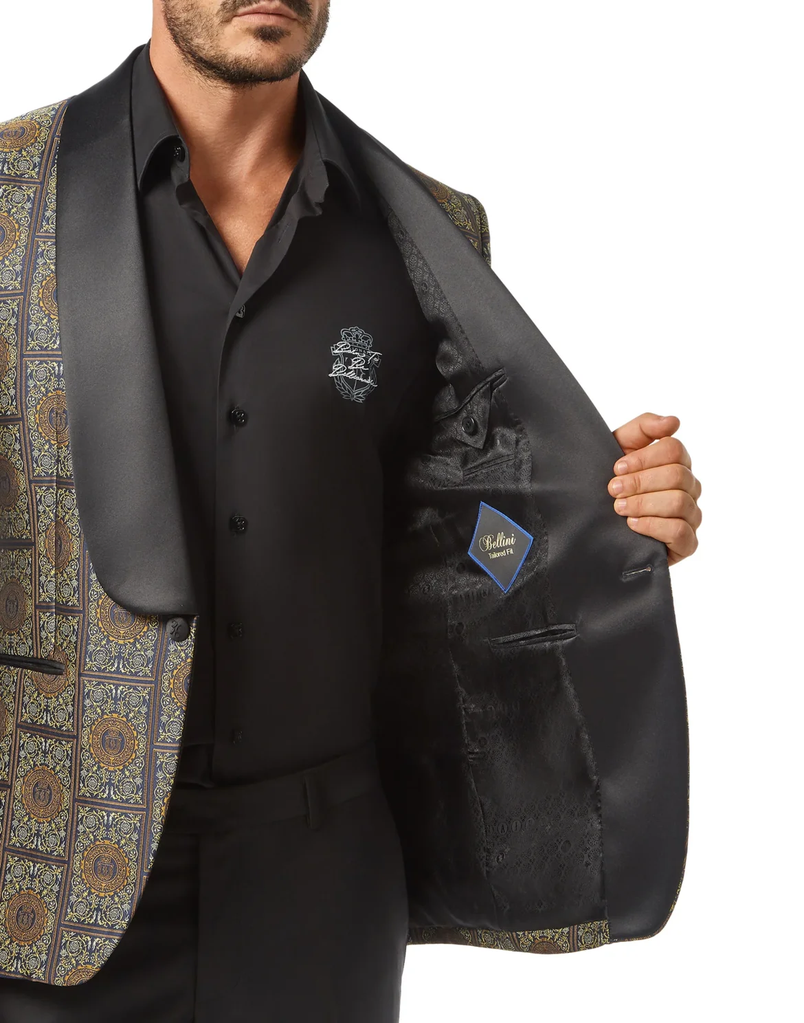 Blazer Tailored Fit Jacquard Flowers, цвет: Черный