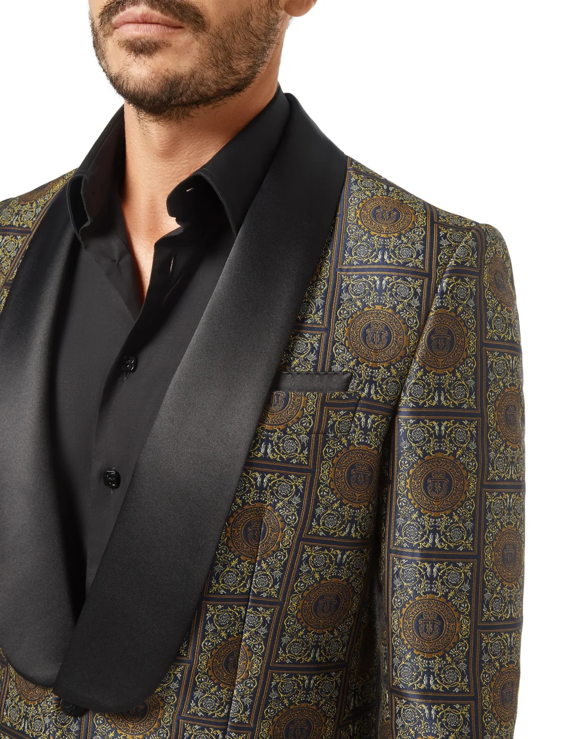 Blazer Tailored Fit Jacquard Flowers, цвет: Черный