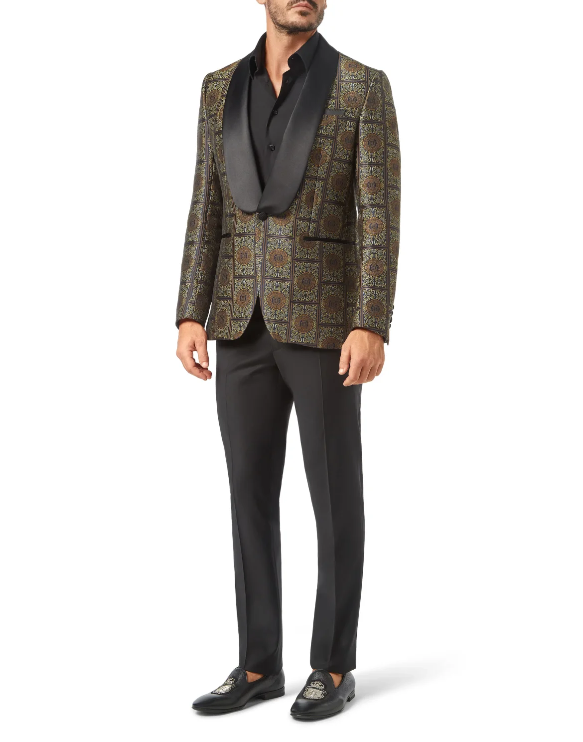 Blazer Tailored Fit Jacquard Flowers, цвет: Черный