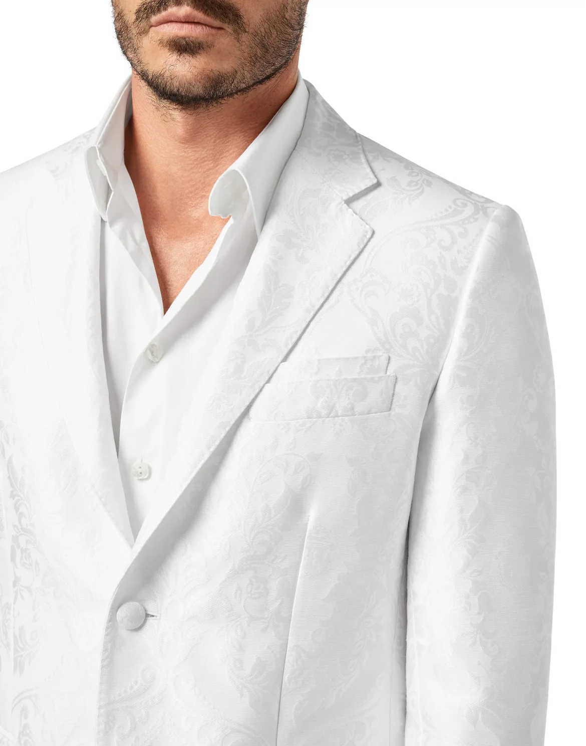 Blazer Tailored Fit Brocade Flowers, цвет: Белый