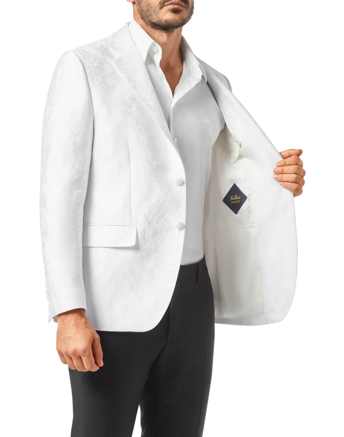 Blazer Tailored Fit Brocade Flowers, цвет: Белый