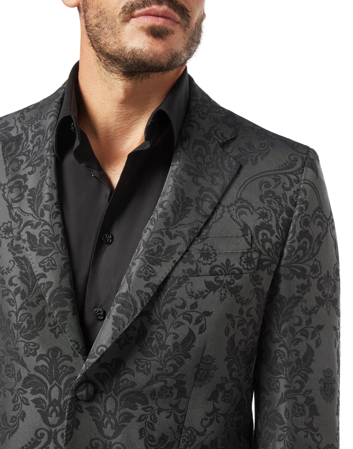 Blazer Tailored Fit Brocade Flowers, цвет: Черный