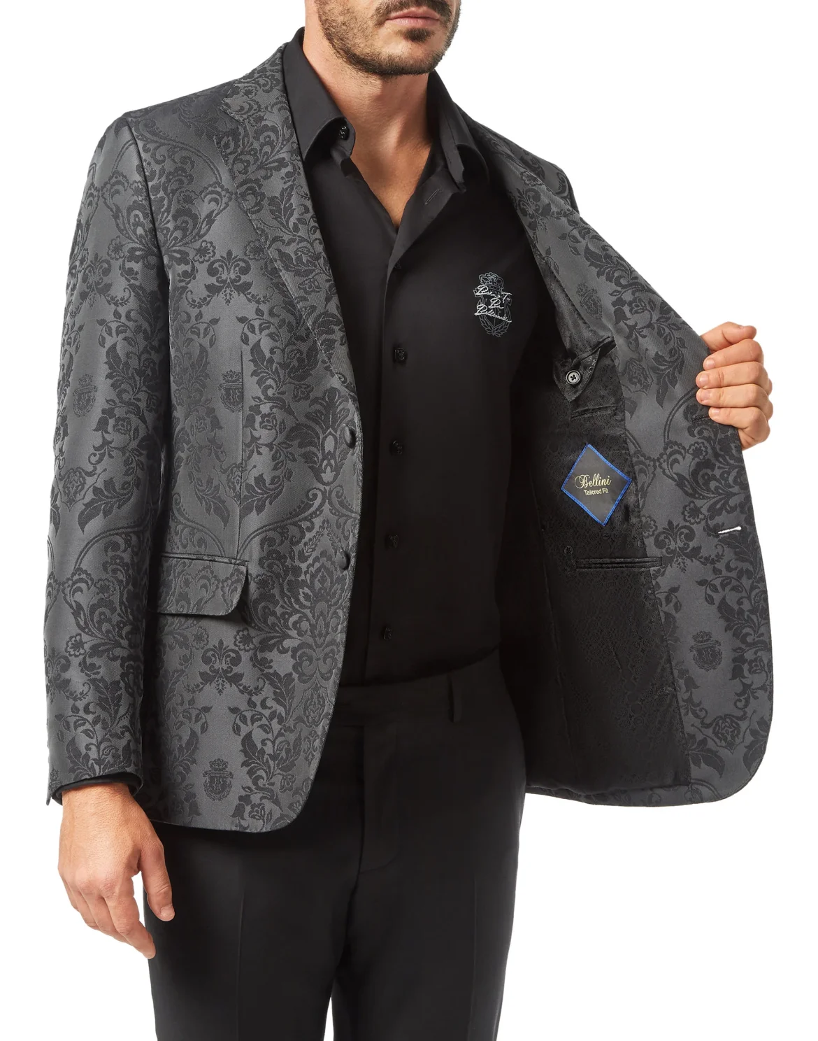 Blazer Tailored Fit Brocade Flowers, цвет: Черный