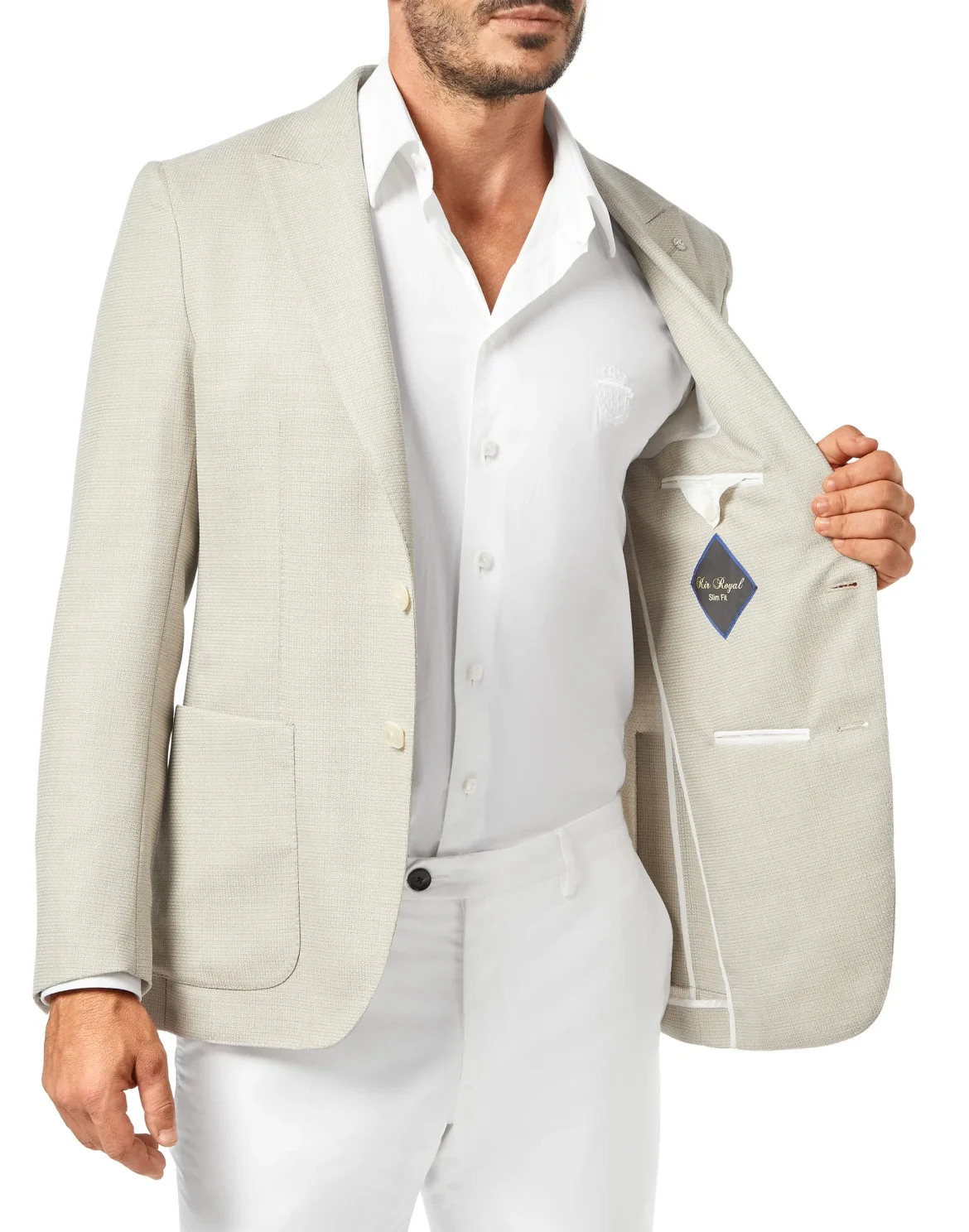 Blazer Slim Fit Crest, цвет: Бежевый
