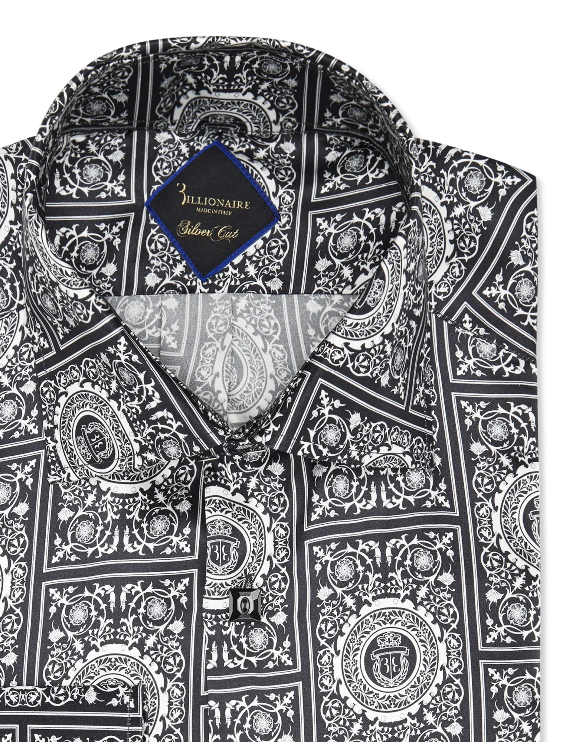 Silk Shirt Silver Cut LS/Flavio Floral Geometric, цвет: Черный