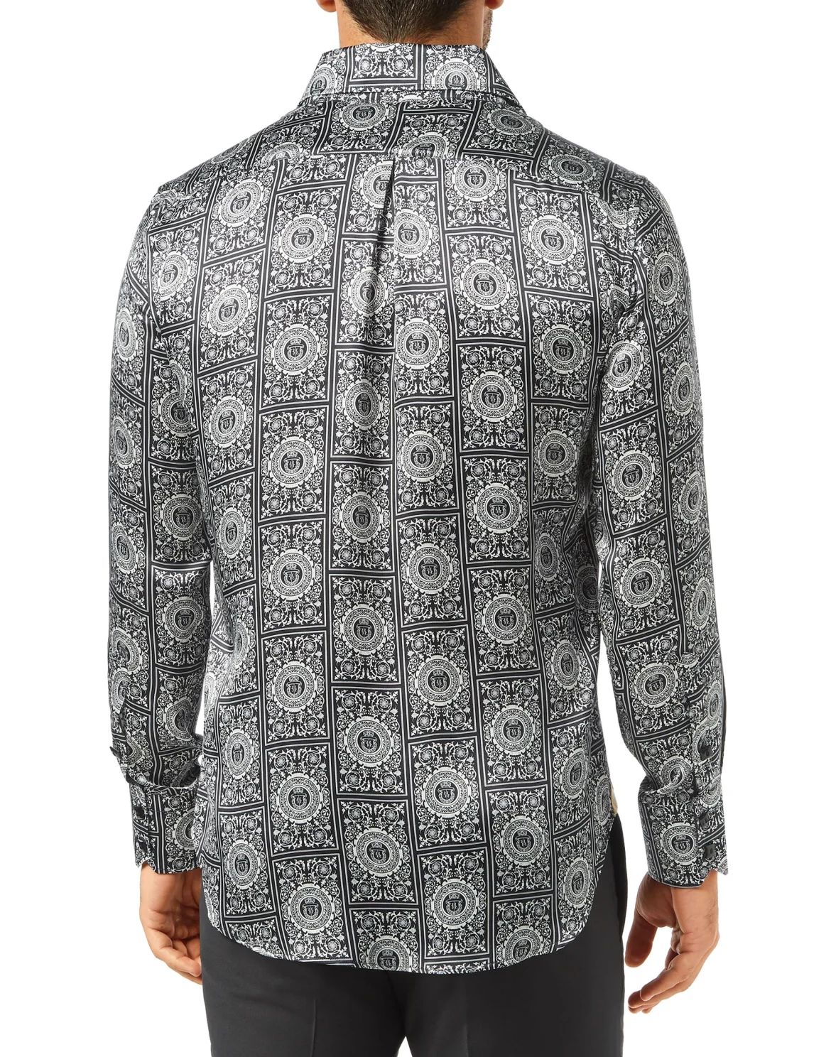 Silk Shirt Silver Cut LS/Flavio Floral Geometric, цвет: Черный