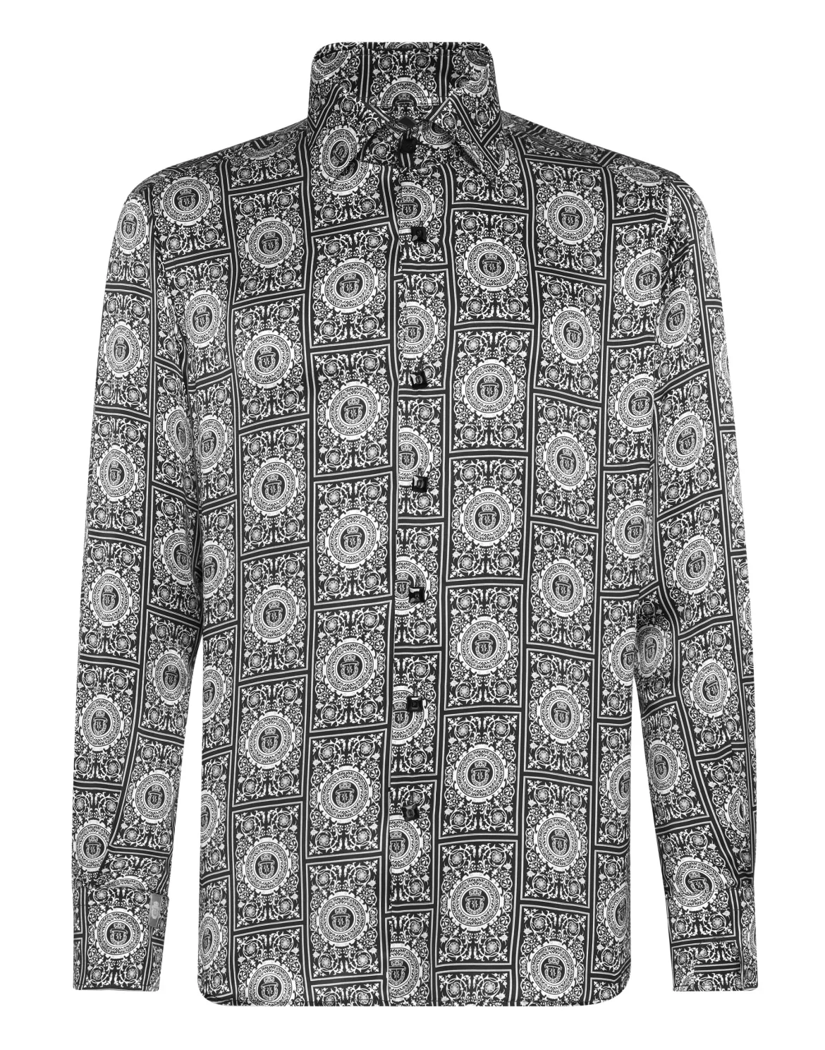 Silk Shirt Silver Cut LS/Flavio Floral Geometric, цвет: Черный