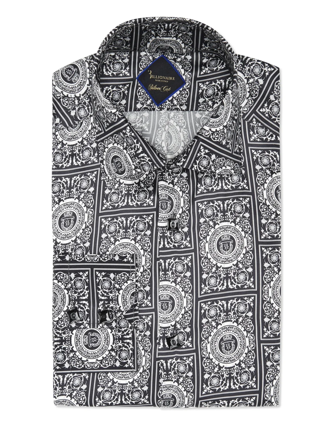 Silk Shirt Silver Cut LS/Flavio Floral Geometric, цвет: Черный