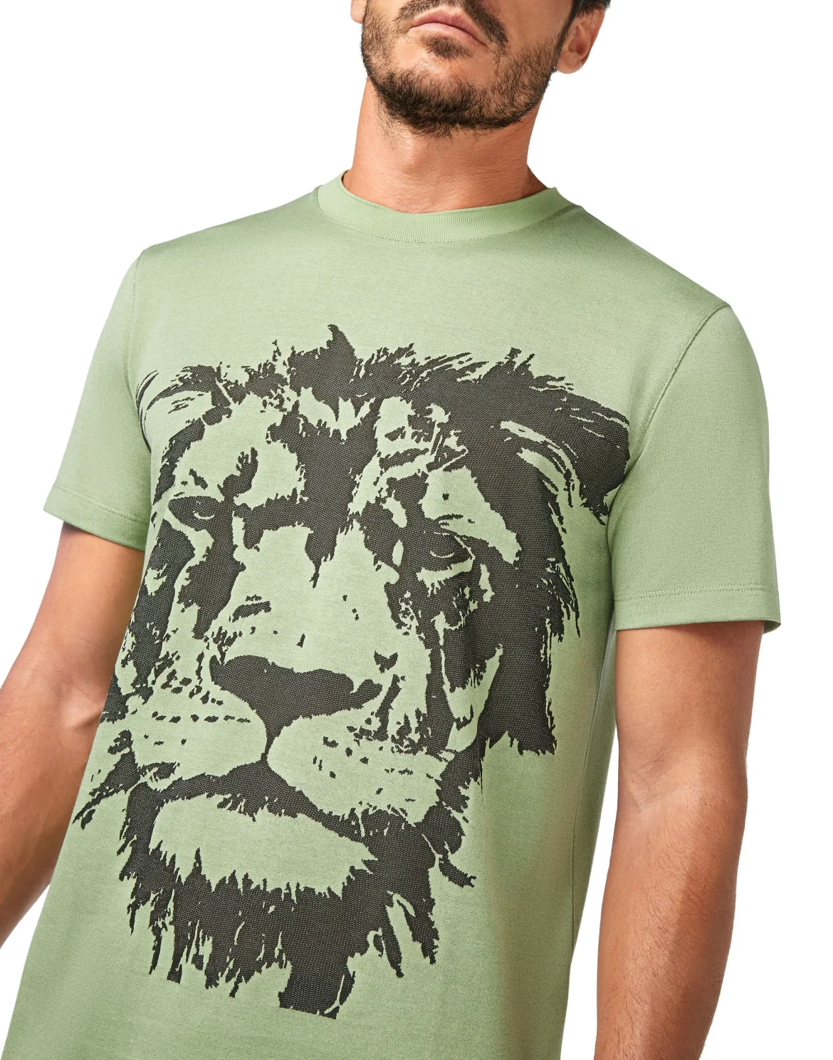 T-shirt Round Neck SS Jacquard Lion, цвет: Зеленый