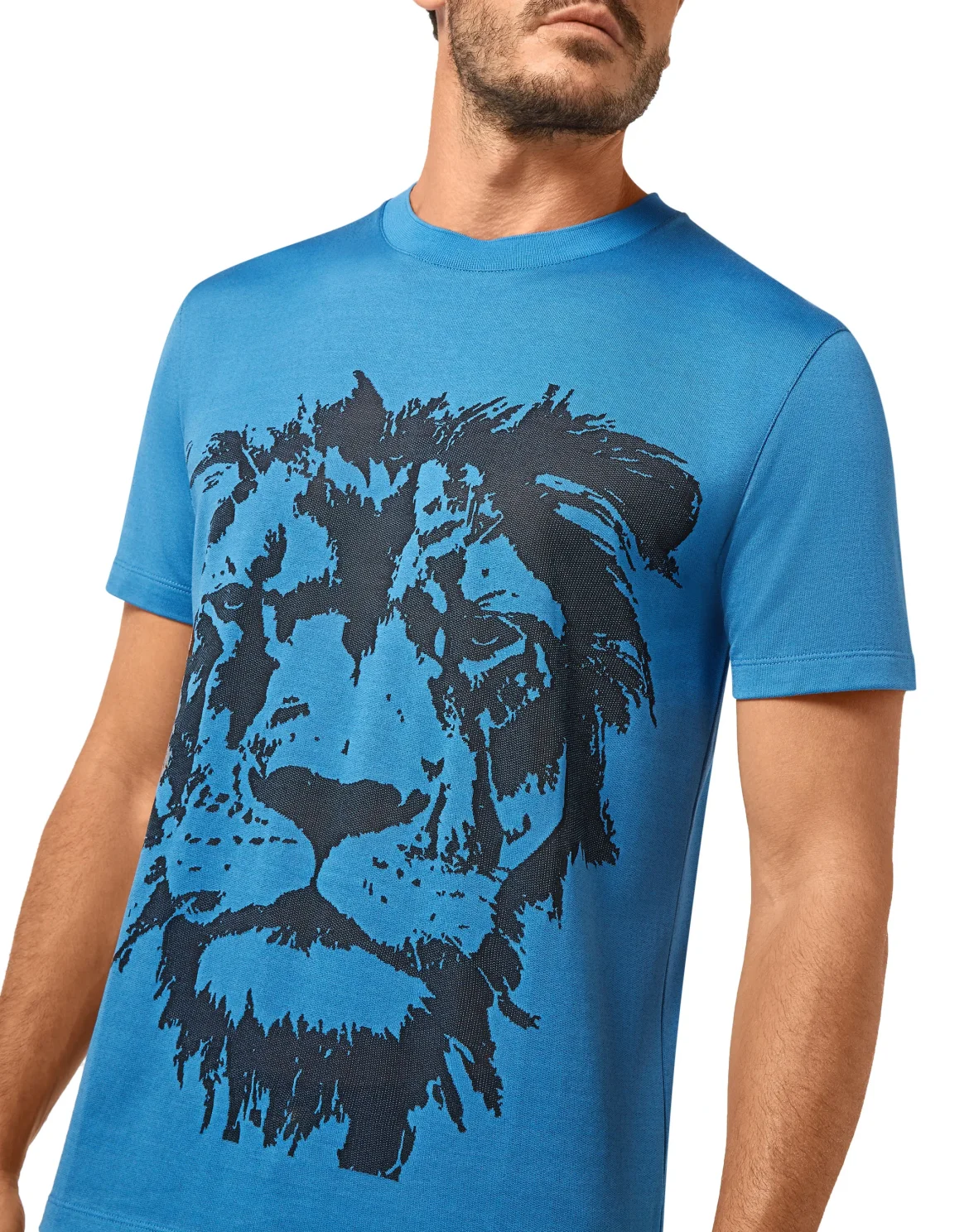 T-shirt Round Neck SS Jacquard Lion, цвет: Синий