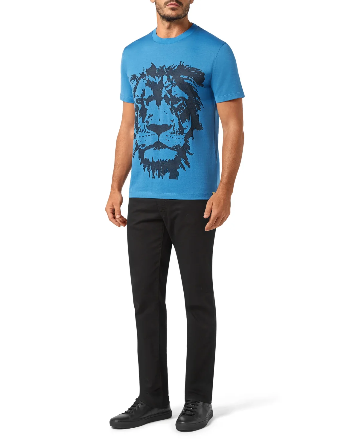 T-shirt Round Neck SS Jacquard Lion, цвет: Синий