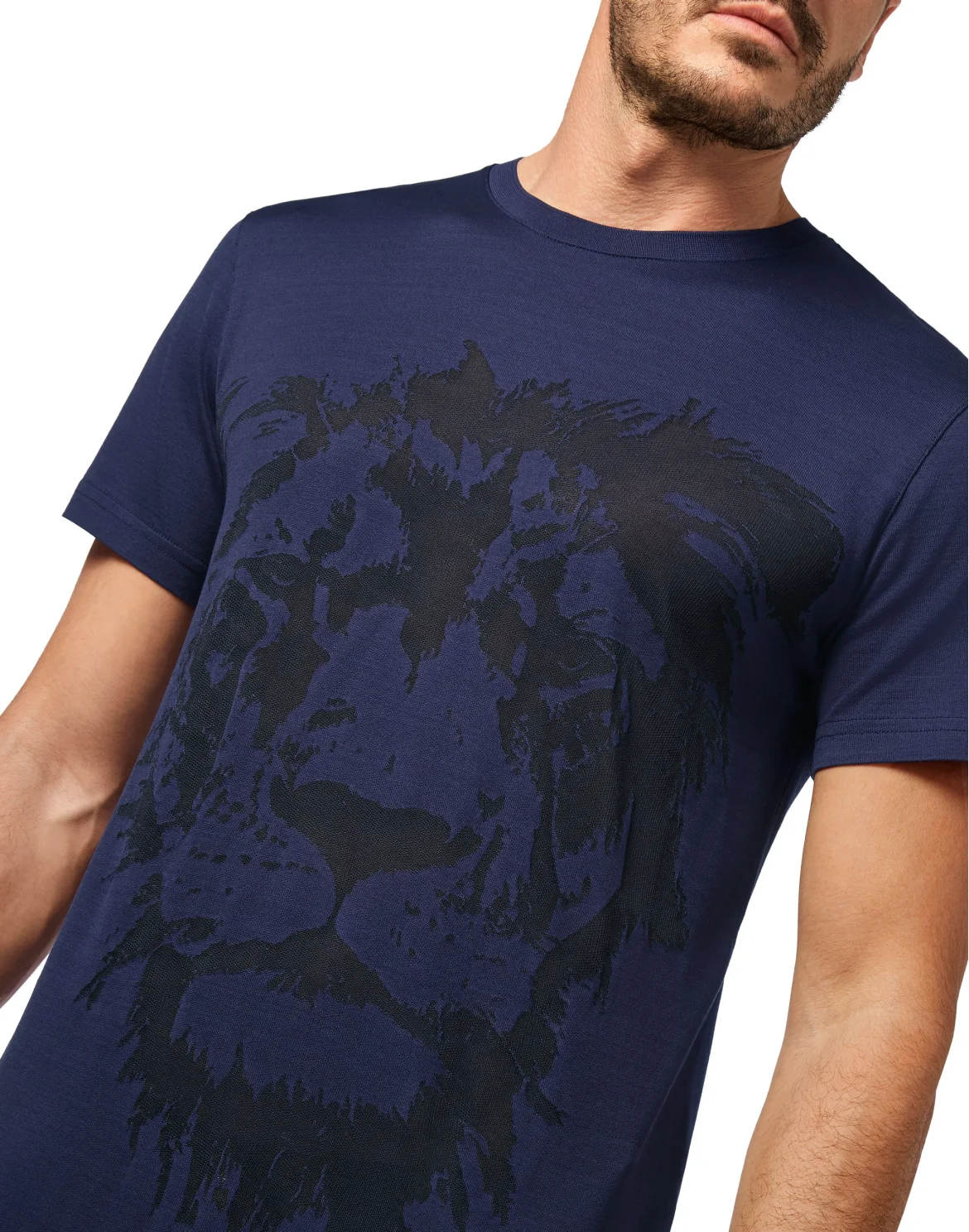T-shirt Round Neck SS Jacquard Lion, цвет: Синий