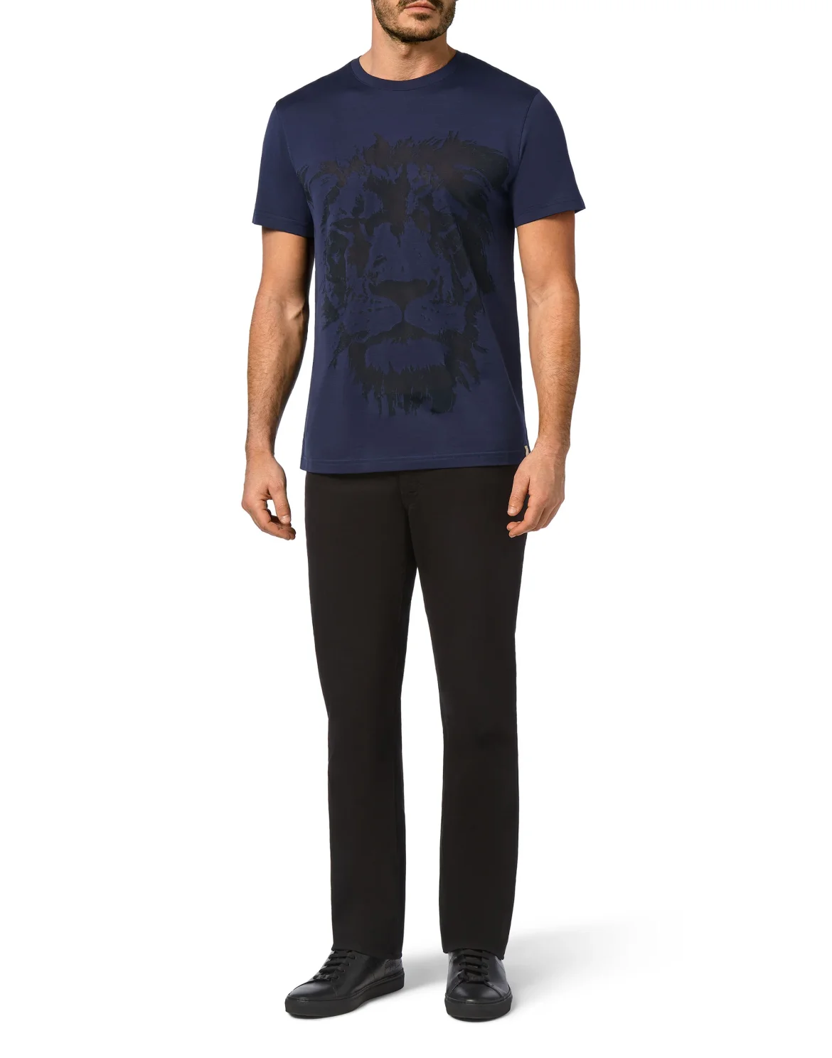 T-shirt Round Neck SS Jacquard Lion, цвет: Синий