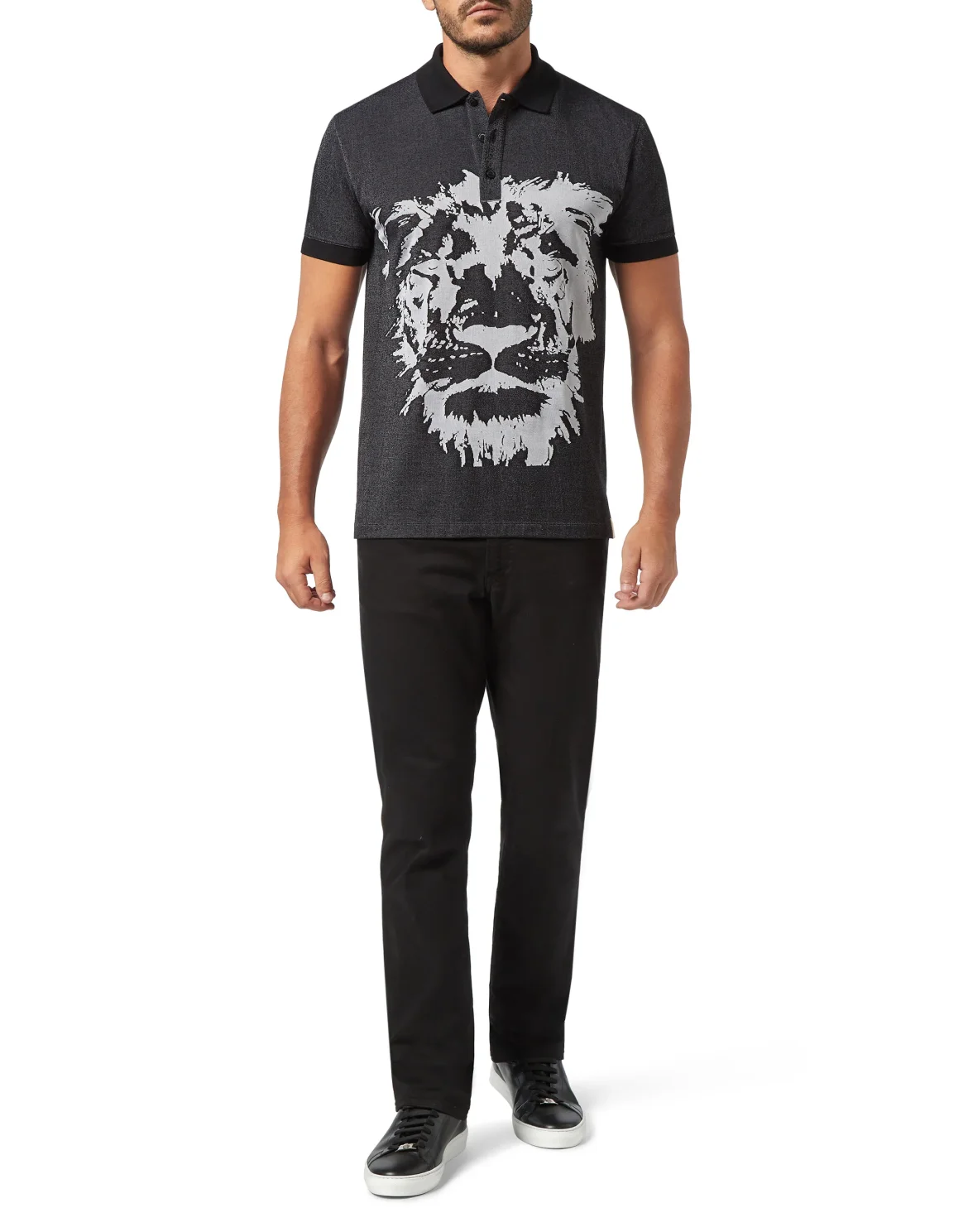 Polo shirt SS Jacquard Lion, цвет: Черный