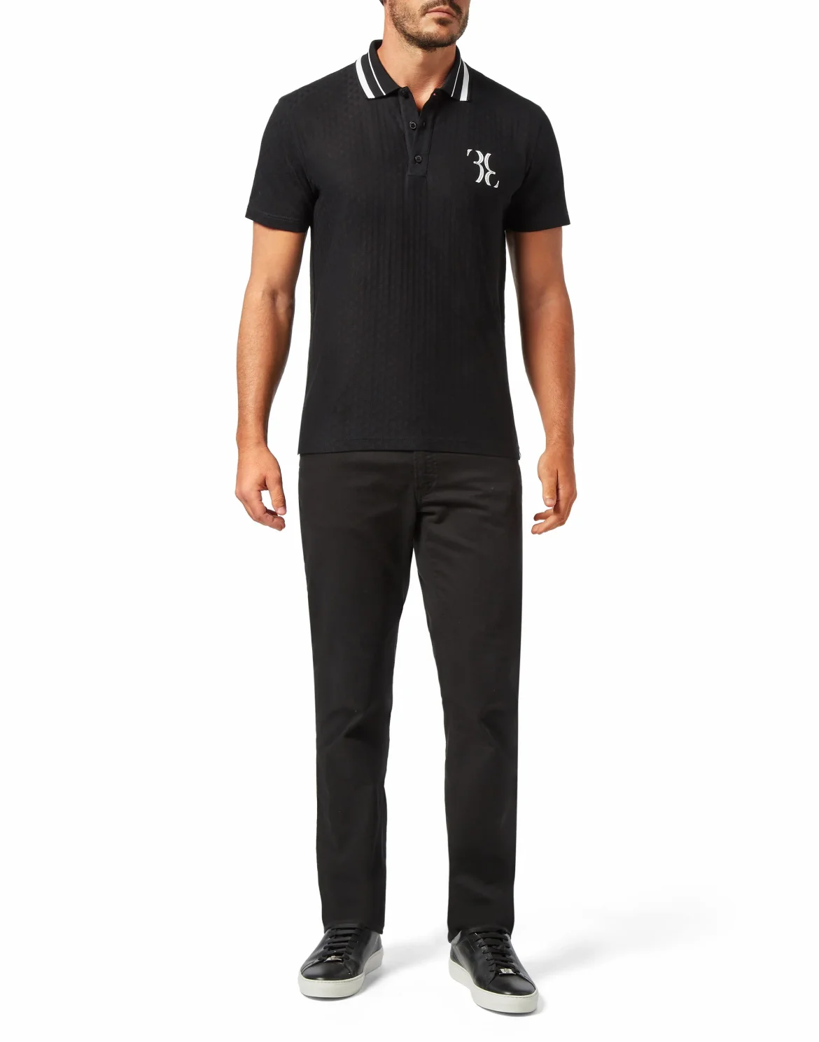 Polo shirt SS Jacquard Double B, цвет: Черный