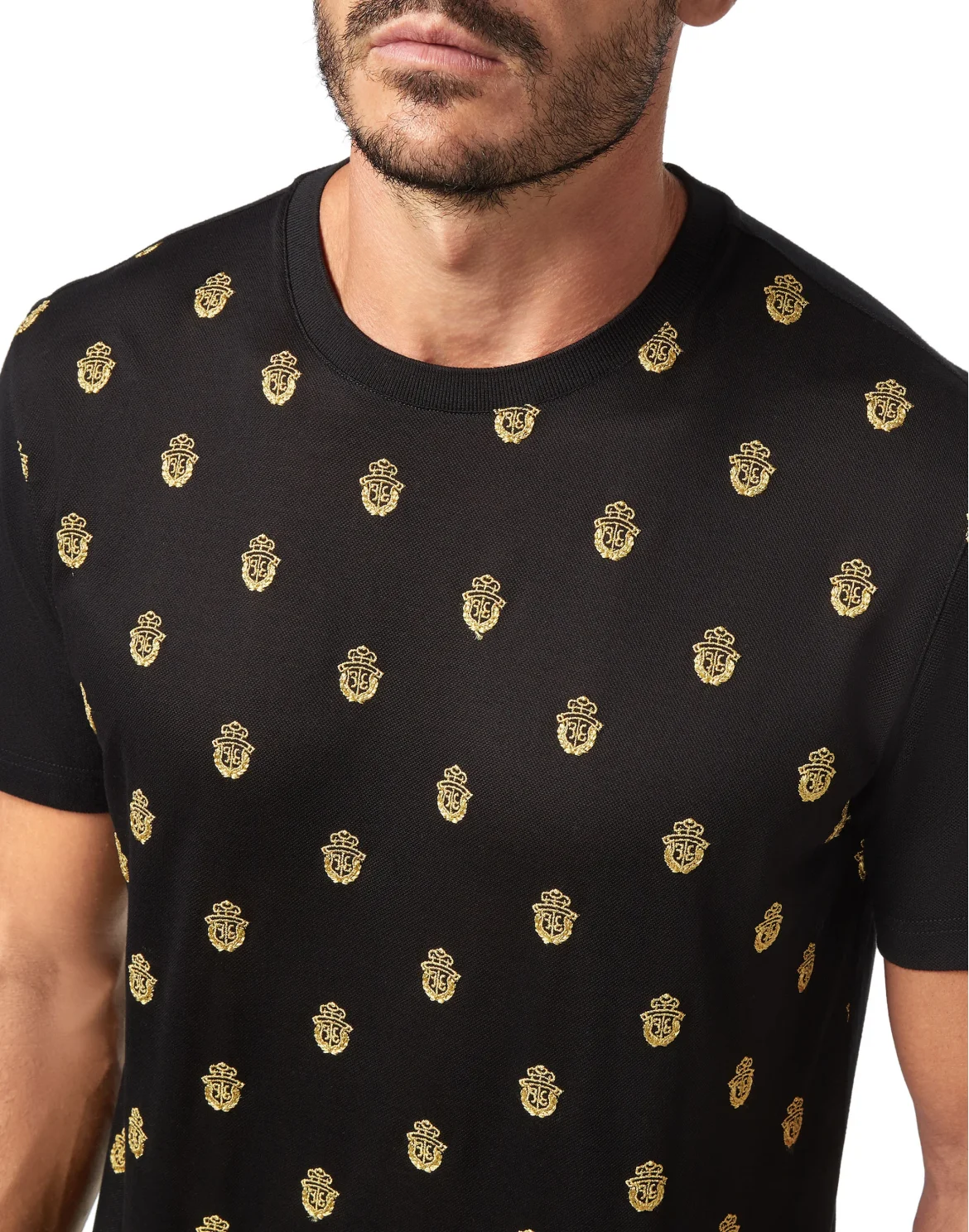 T-shirt Round Neck SS All over Crest, цвет: Черный