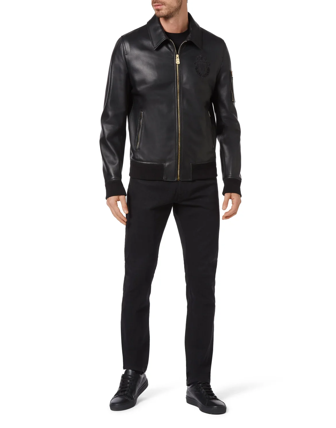 Leather Bomber Crest, цвет: Черный