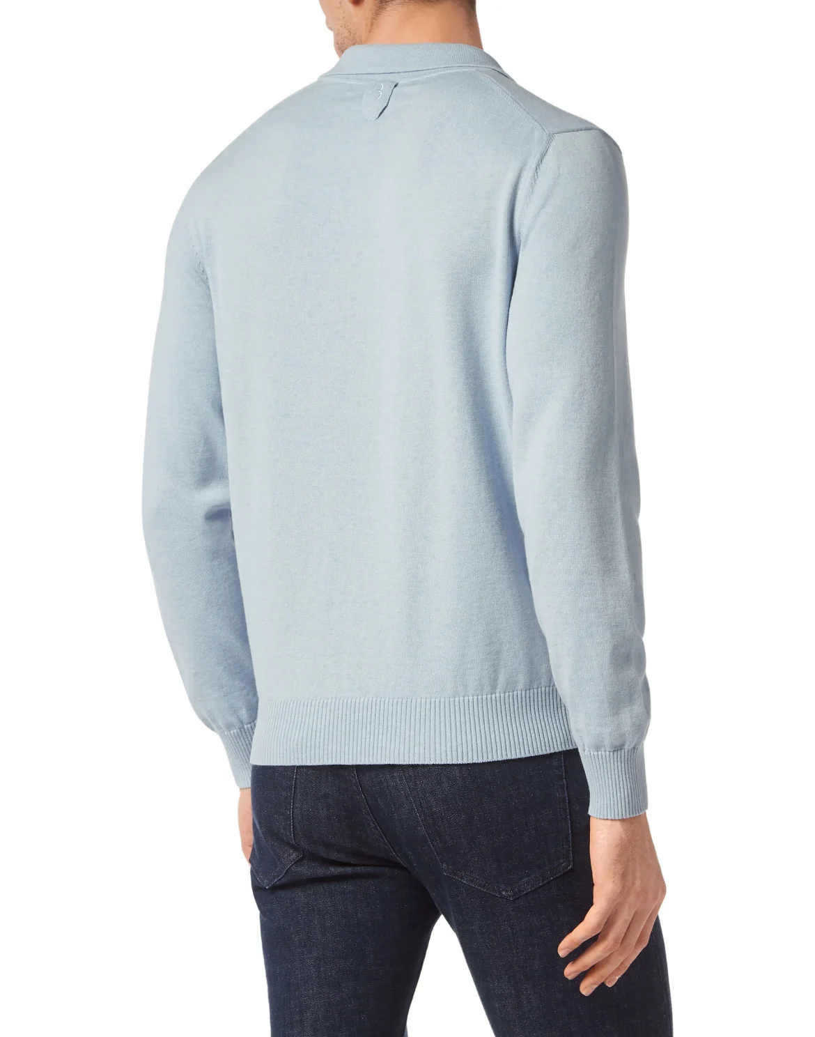 Wool/Cotton Pullover Polo-Neck LS, цвет: Синий