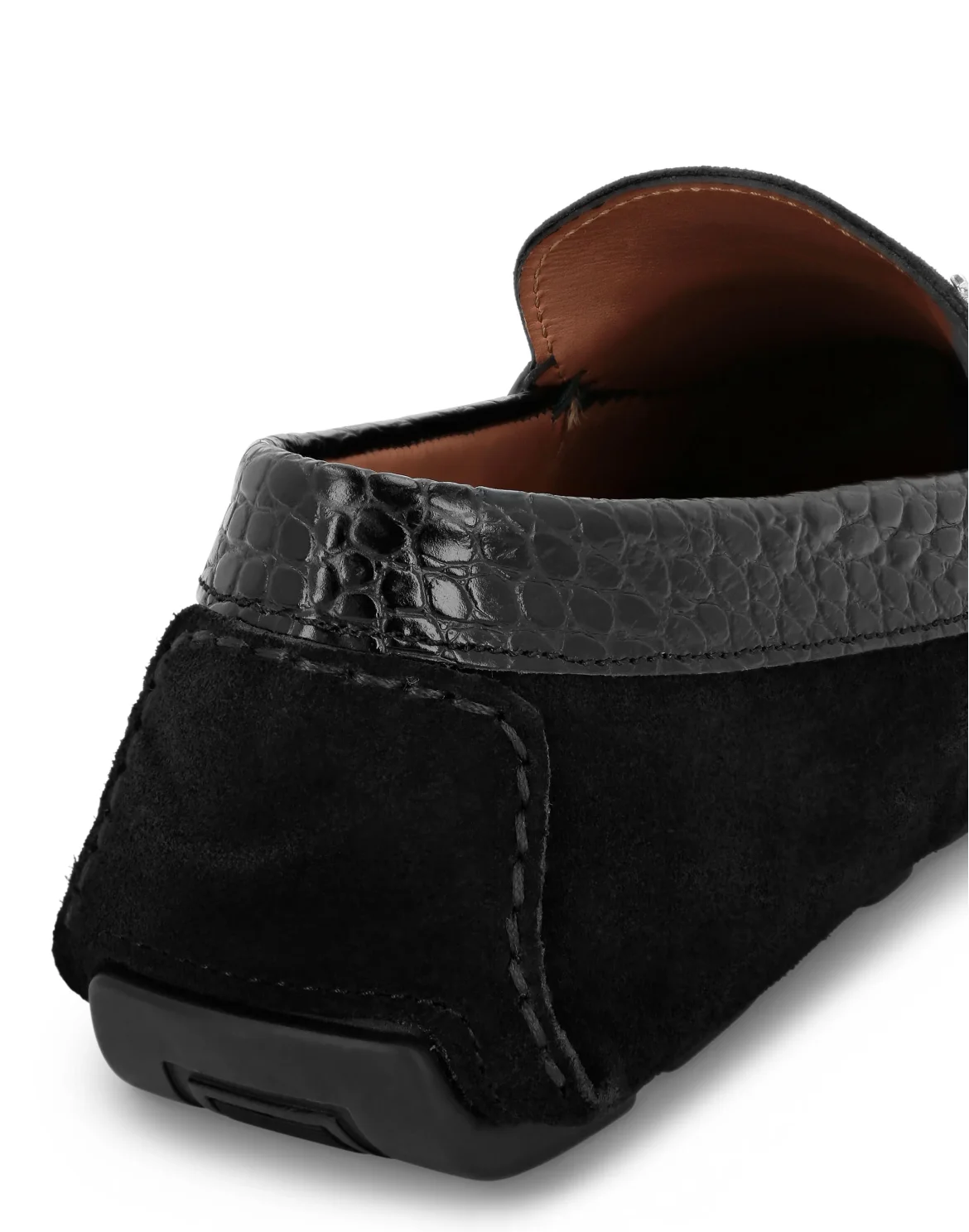 Suede Crocco Printed Moccasin, цвет: Черный