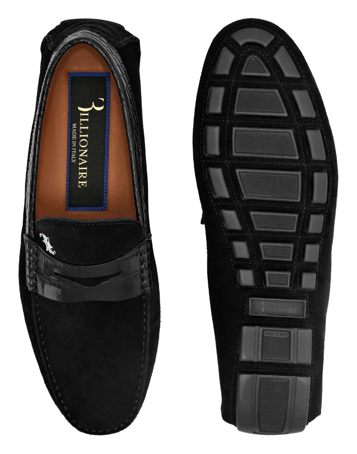 Suede Crocco Printed Moccasin, цвет: Черный