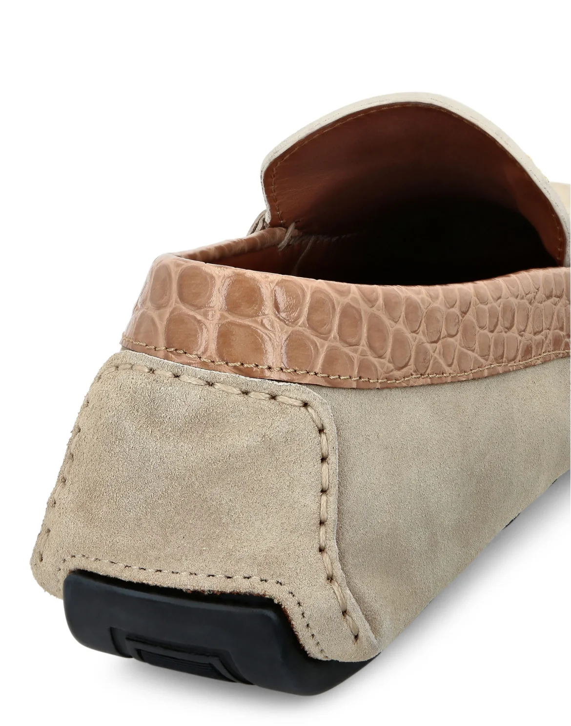 Suede Crocco Printed Moccasin, цвет: Бежевый