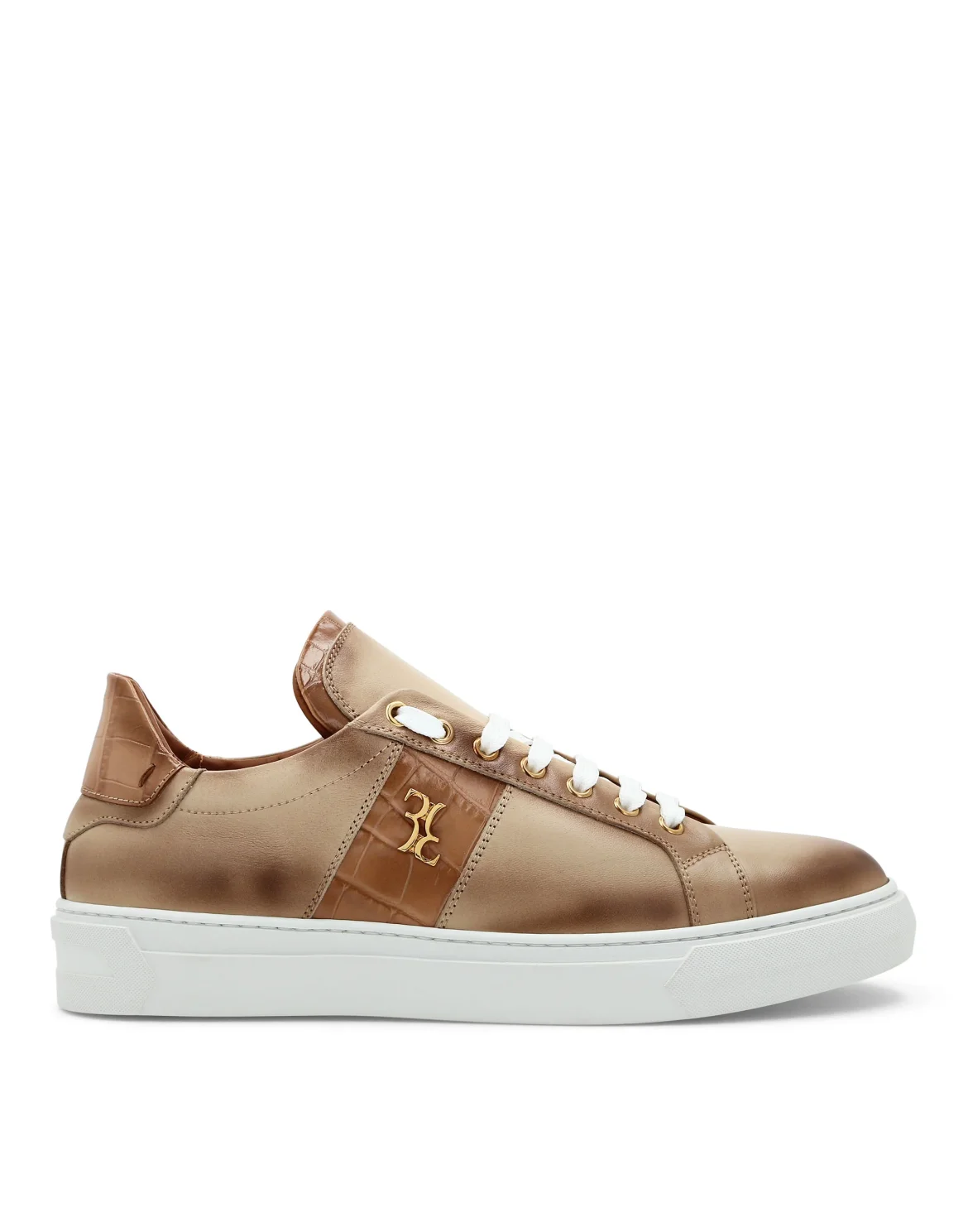 Crocco Printed Leather Lo-Top Sneakers, цвет: Бежевый