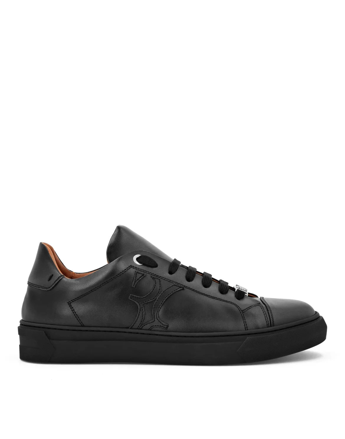 Leather Lo-Top Sneakers, цвет: Черный