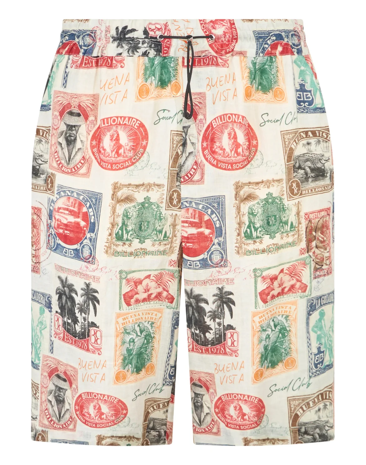 Printed Linen Shorts Stamps, цвет: Мультиколор
