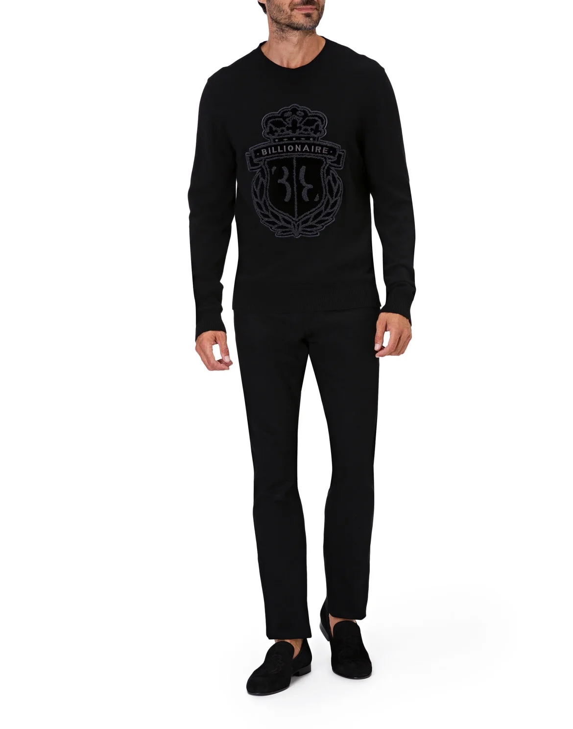 Pullover Round Neck LS Crest, цвет: Черный