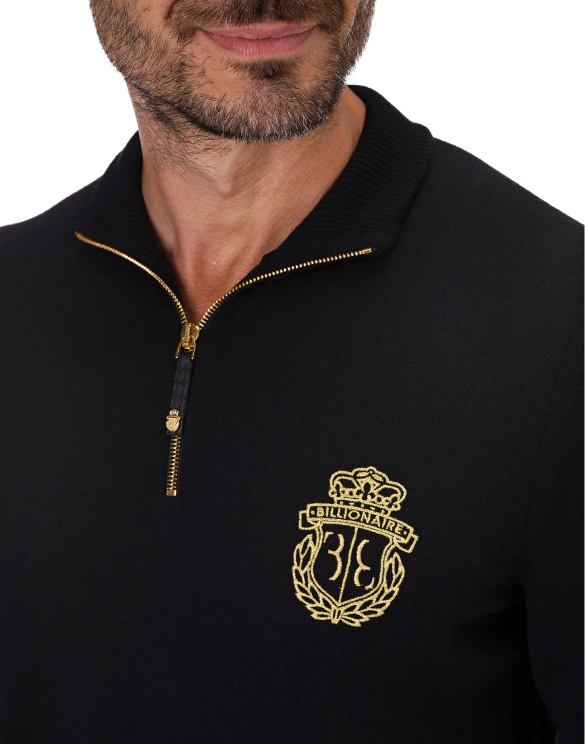 Pullover zip mock Crest, цвет: Черный