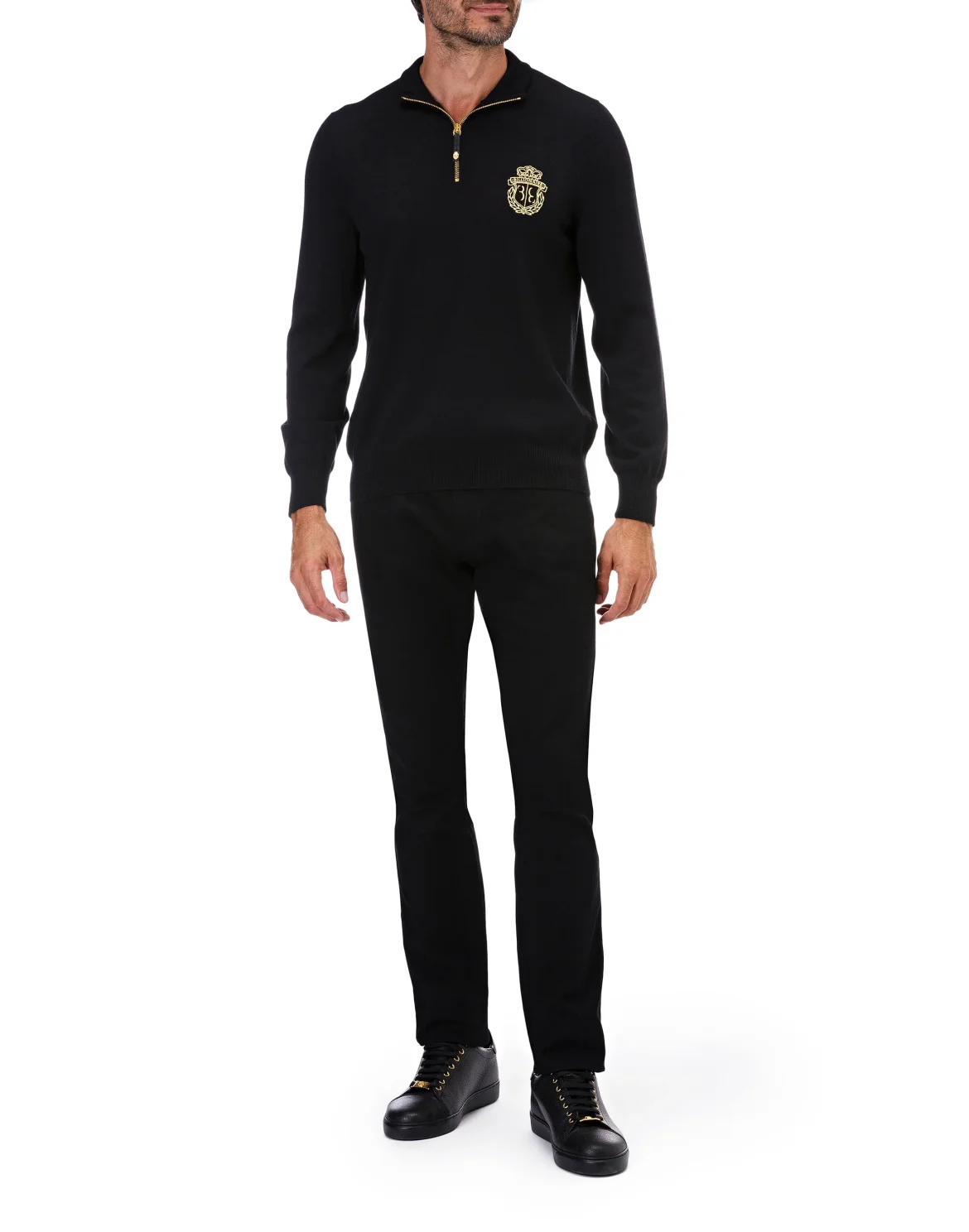 Pullover zip mock Crest, цвет: Черный