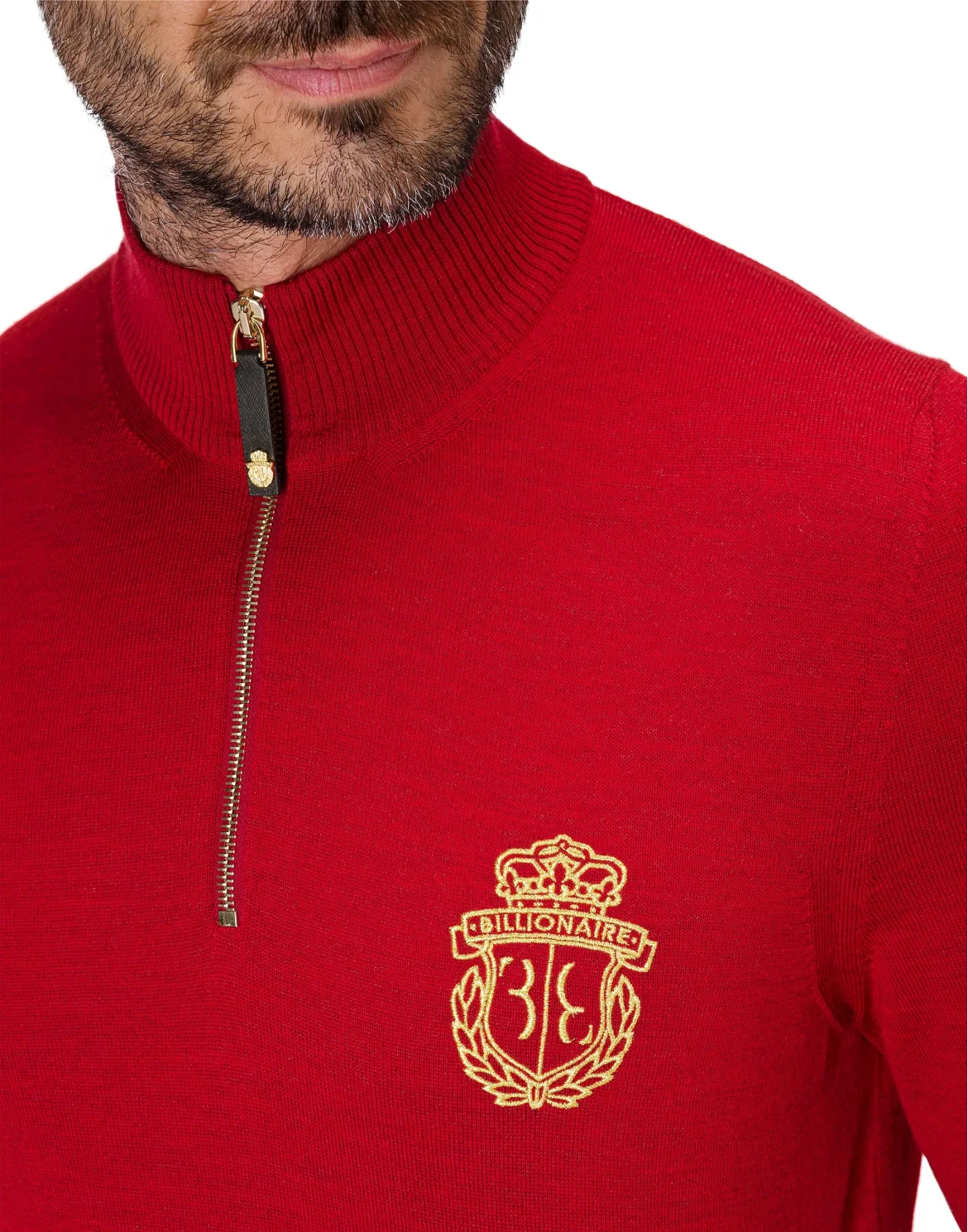 Pullover zip mock Crest, цвет: Красный