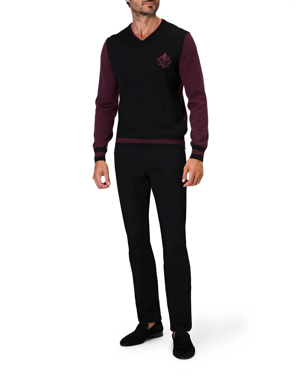 Pullover V-Neck LS Giglio, цвет: Черный