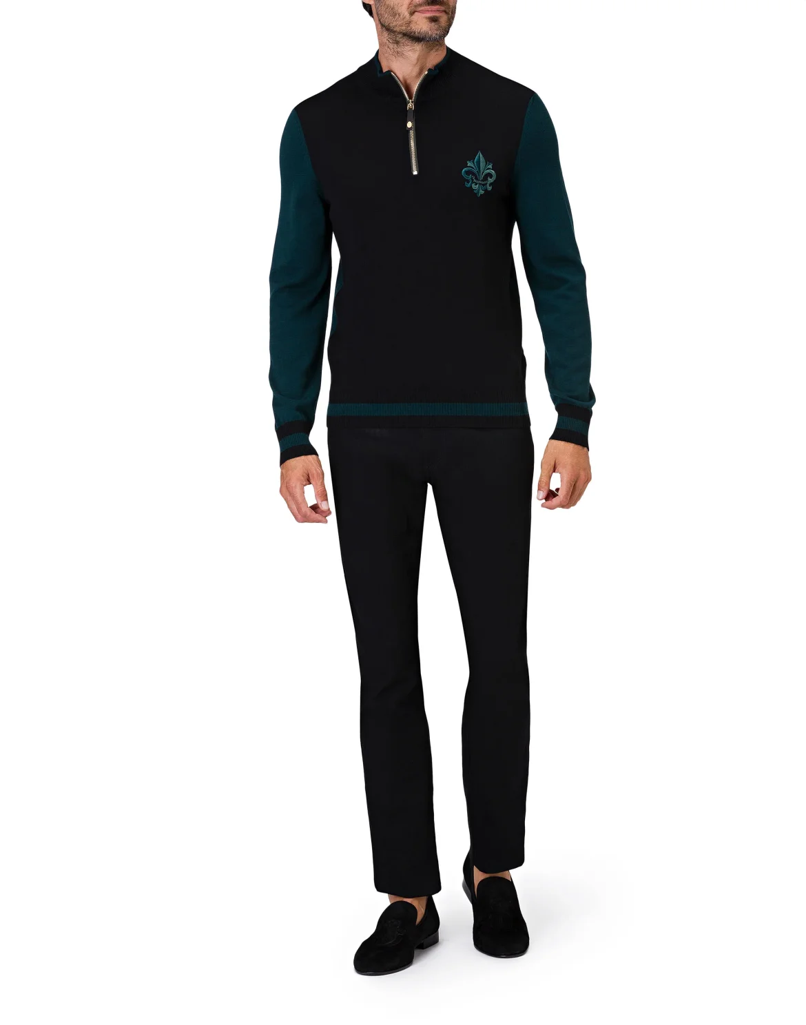 Pullover zip mock Giglio, цвет: Черный