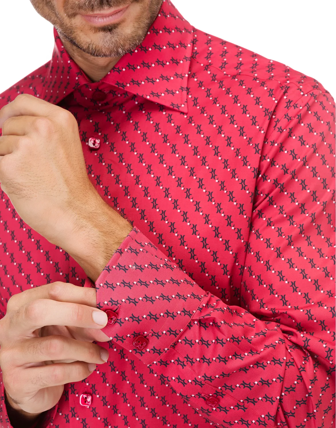 Shirt Silver Cut LS / Milano All over BB, цвет: Красный