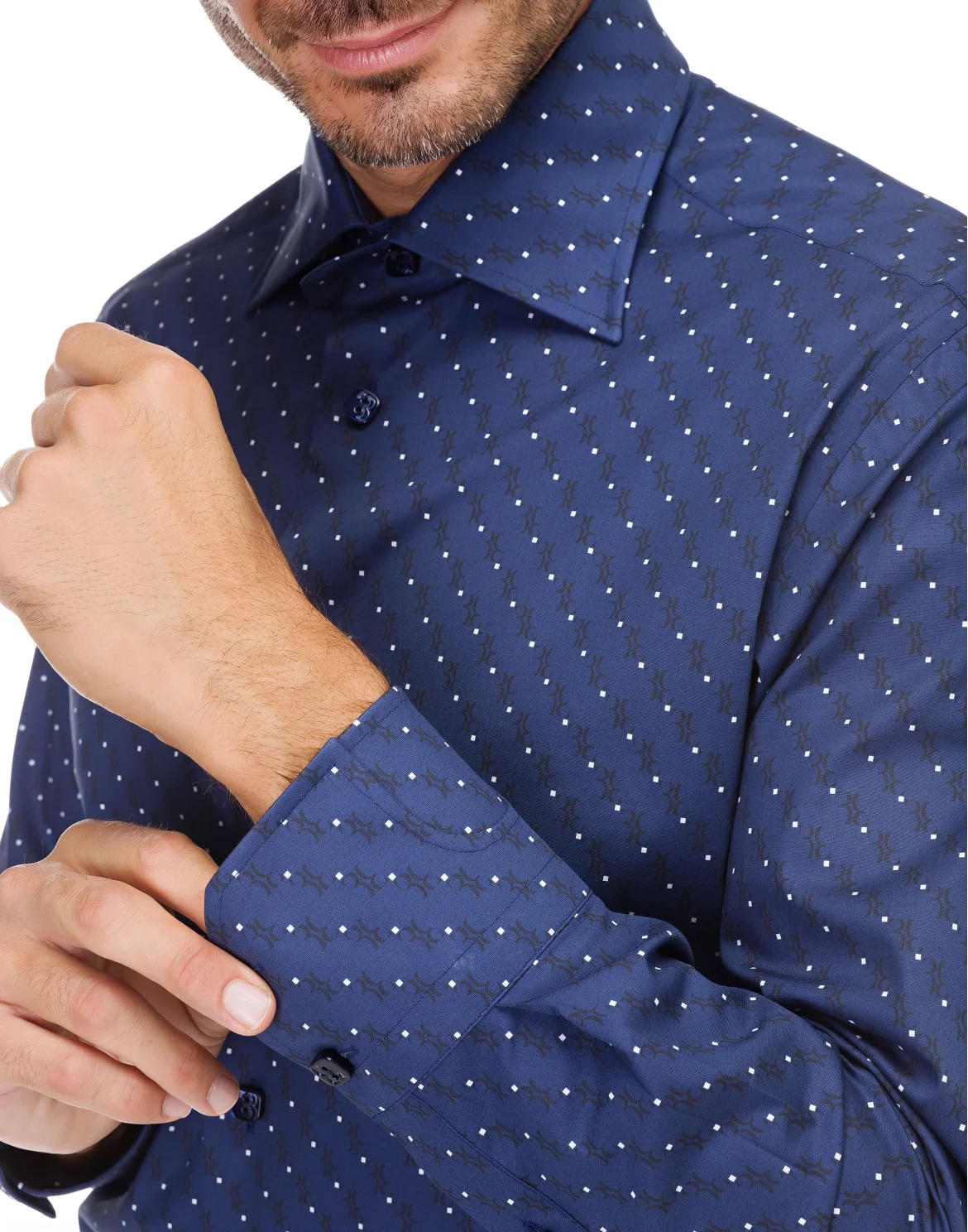 Shirt Silver Cut LS / Milano All over BB, цвет: Синий