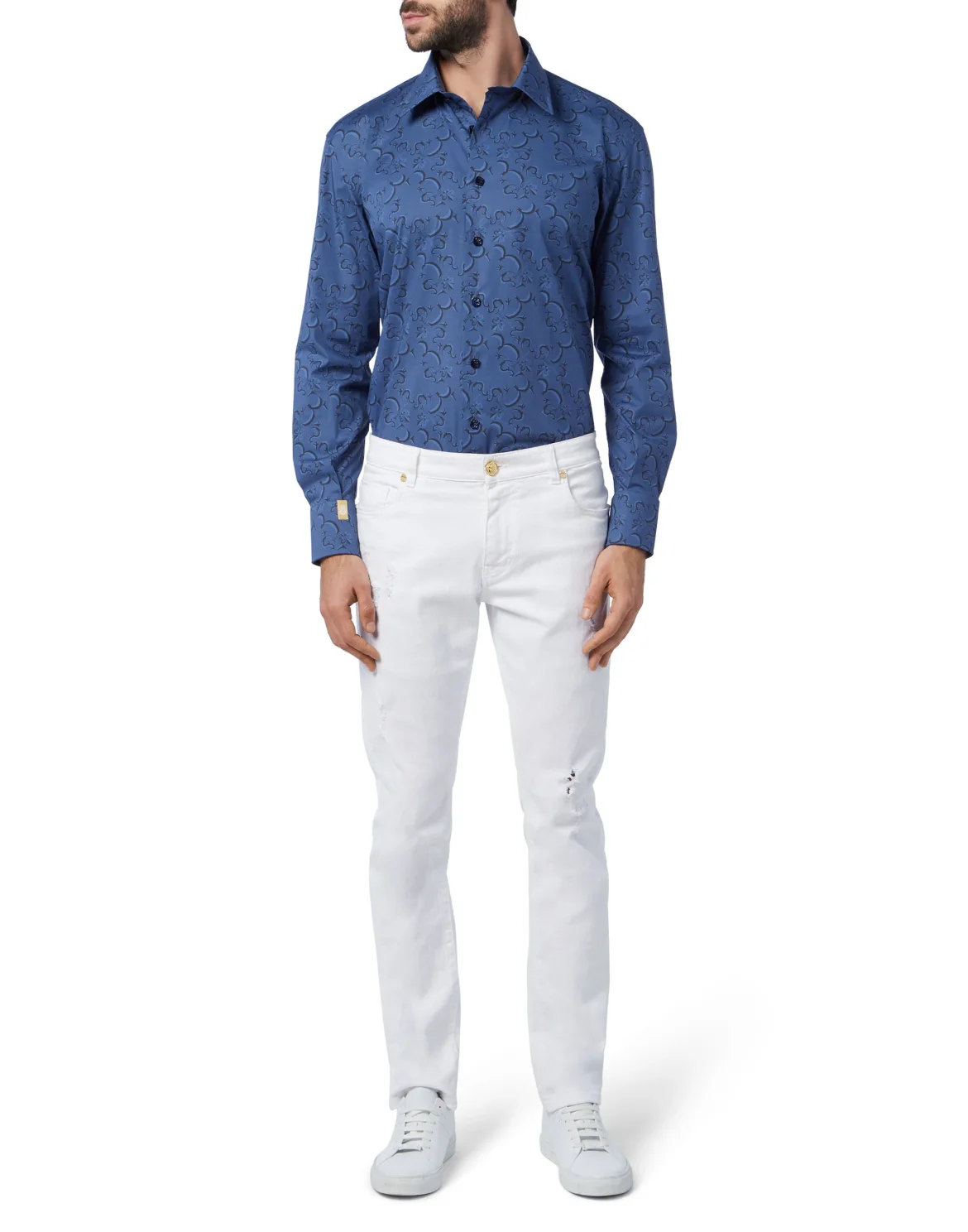Shirt Gold Cut LS / Milano All over BB, цвет: Синий