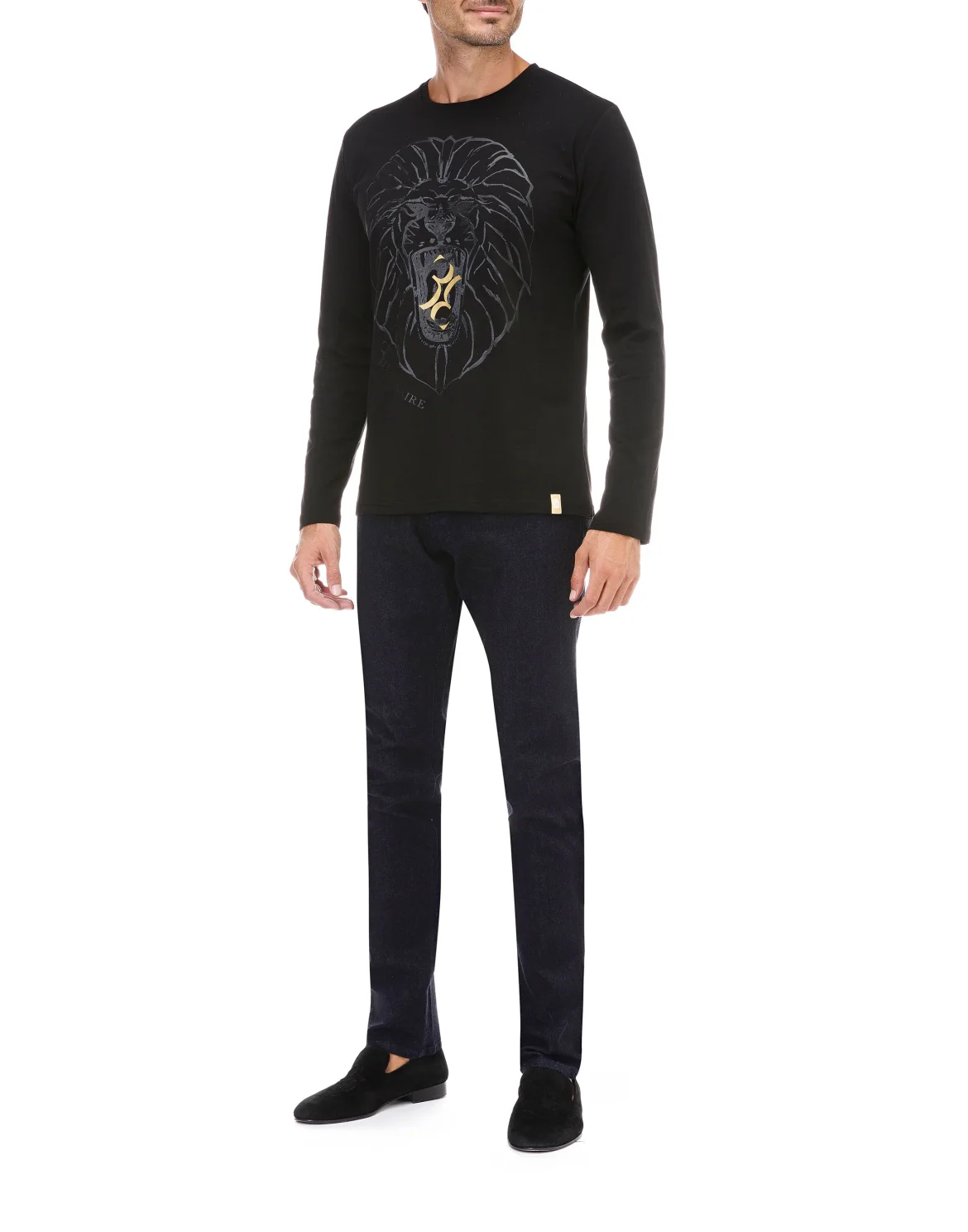T-shirt Round Neck LS Lion, цвет: Черный