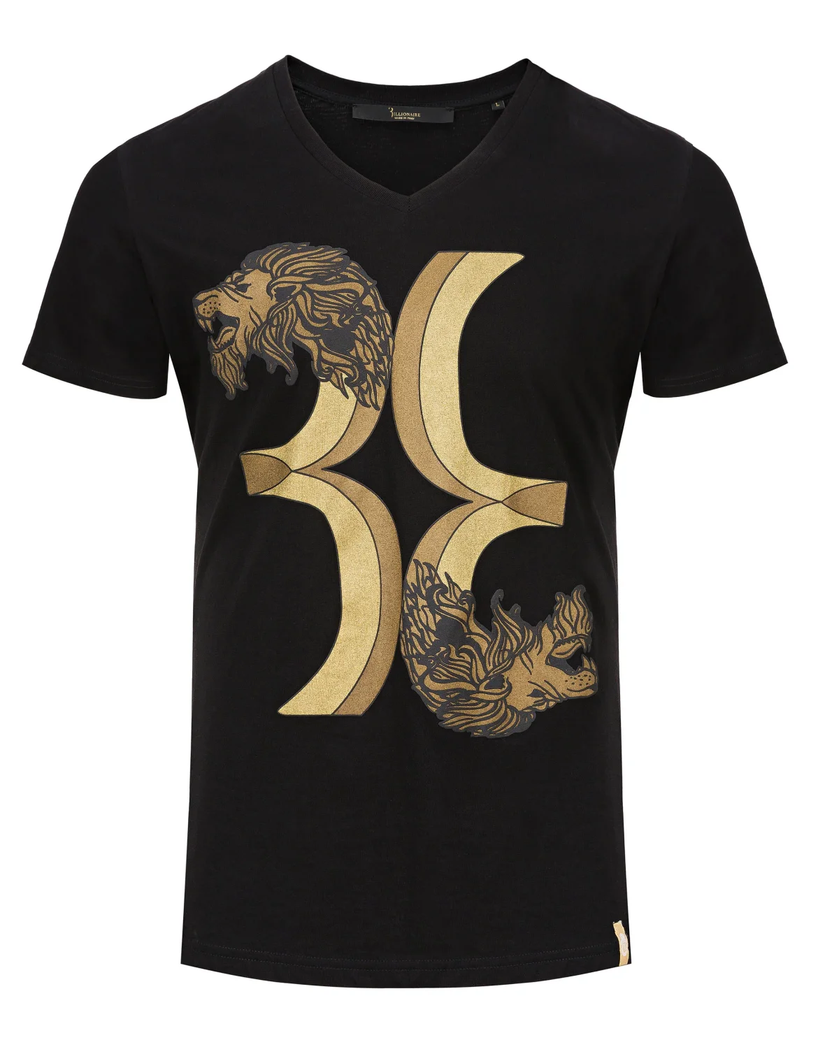 T-shirt V-Neck SS Double Lion, цвет: Черный