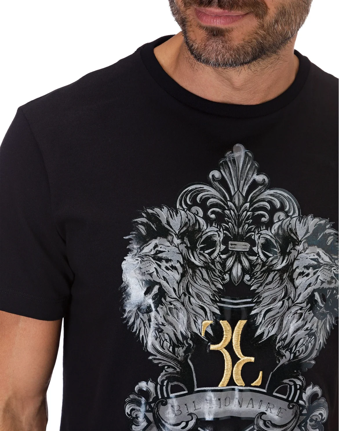 T-shirt Round Neck SS Double Lion, цвет: Черный